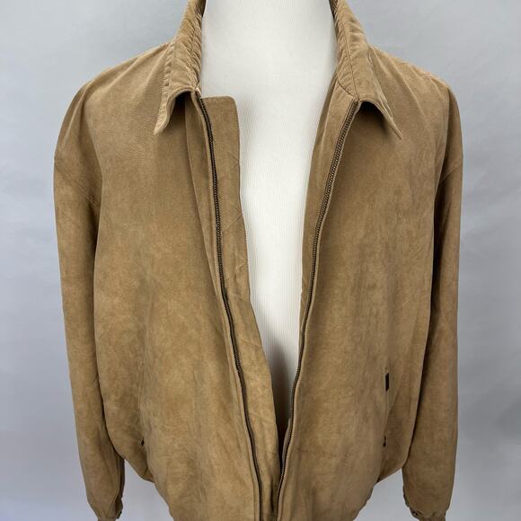 VTG WEATHERPROOF | Tan 90s Faux Suede Collard Bomber Jacket | Men's - Picture 3 of 14